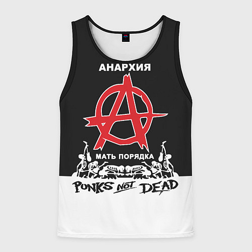 Мужская майка без рукавов Анархия - Punks not dead / 3D-Черный – фото 1