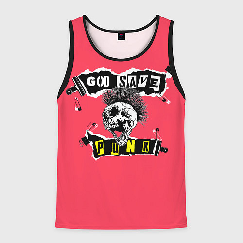 Мужская майка без рукавов God save pank / 3D-Черный – фото 1