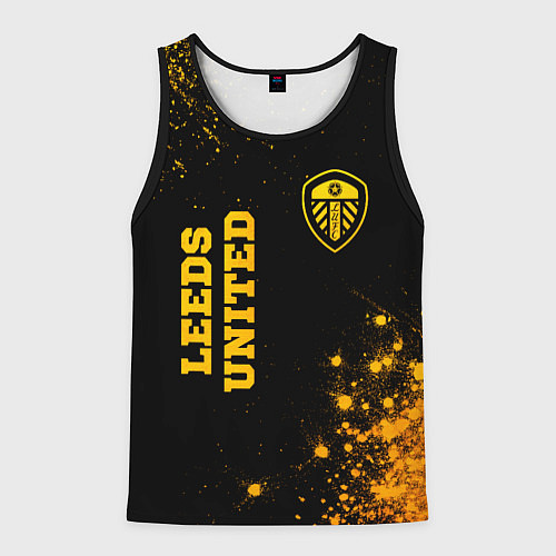 Мужская майка без рукавов Leeds United - gold gradient вертикально / 3D-Черный – фото 1