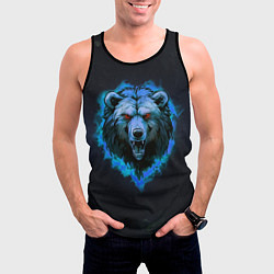 Майка-безрукавка мужская Пылающая эмблема медведя, цвет: 3D-черный — фото 2