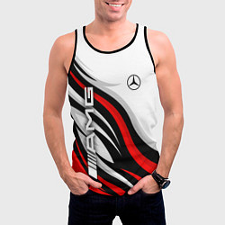 Майка-безрукавка мужская Mercedes benz AMG - белый с красным, цвет: 3D-черный — фото 2