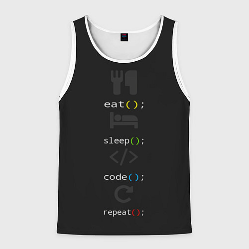 Мужская майка без рукавов Будни программиста / 3D-Белый – фото 1