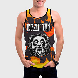 Майка-безрукавка мужская Led Zeppelin рок панда и огонь, цвет: 3D-черный — фото 2