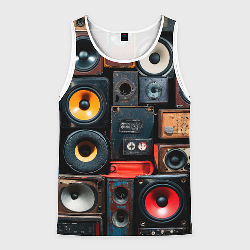 Мужская майка без рукавов Audio speaker / 3D-Белый – фото 1