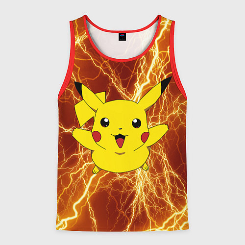 Мужская майка без рукавов Pikachu yellow lightning / 3D-Красный – фото 1