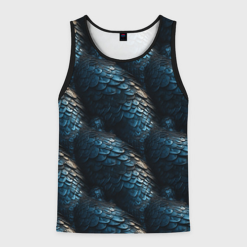Мужская майка без рукавов Синяя стальная броня / 3D-Черный – фото 1