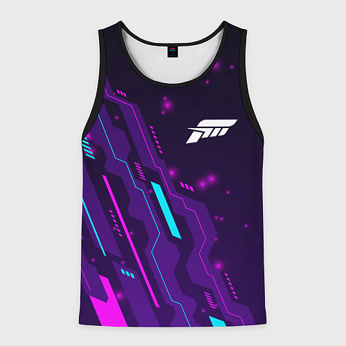 Мужская майка без рукавов Forza Horizon neon gaming / 3D-Черный – фото 1