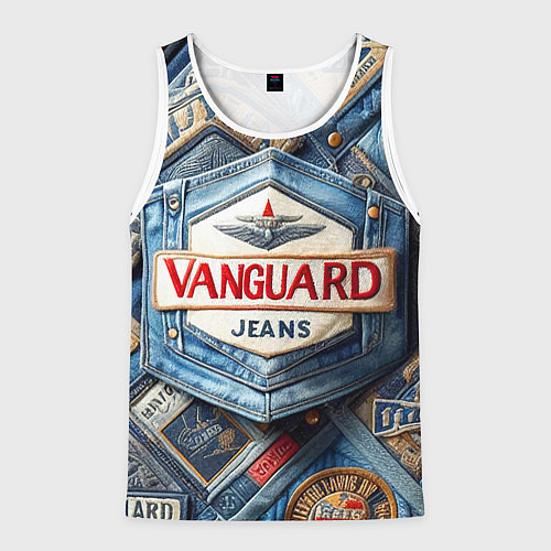 Мужская майка без рукавов Vanguard denim patchwork - ai art / 3D-Белый – фото 1