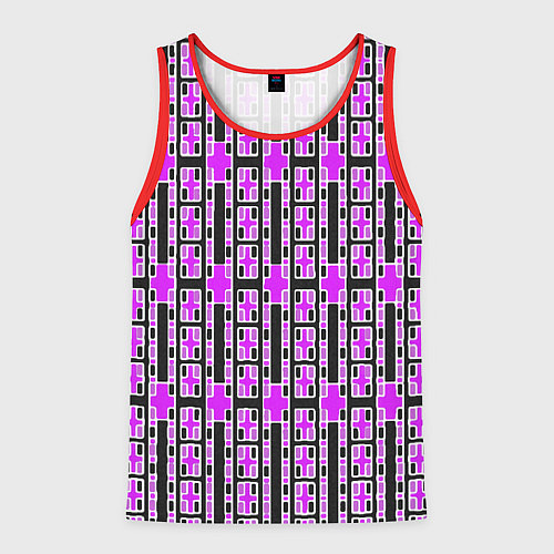 Мужская майка без рукавов Розовые и чёрные кирпичики на чёрном фоне / 3D-Красный – фото 1