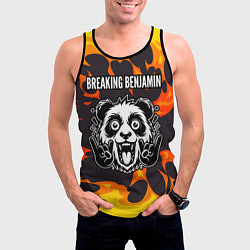 Майка-безрукавка мужская Breaking Benjamin рок панда и огонь, цвет: 3D-черный — фото 2