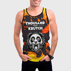 Майка-безрукавка мужская Thousand Foot Krutch рок панда и огонь, цвет: 3D-черный — фото 2