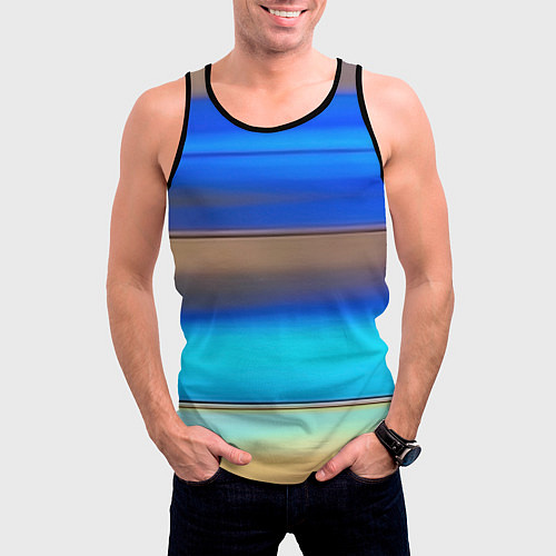 Мужская майка без рукавов Голубые и коричневые полосы / 3D-Черный – фото 3