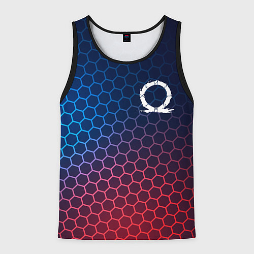 Мужская майка без рукавов God of War неоновые соты / 3D-Черный – фото 1