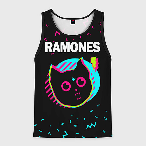 Мужская майка без рукавов Ramones - rock star cat / 3D-Черный – фото 1