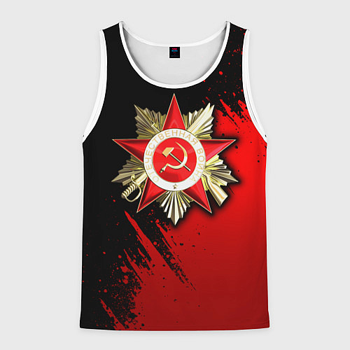 Мужская майка без рукавов Велика отечественная - красный градиент / 3D-Белый – фото 1