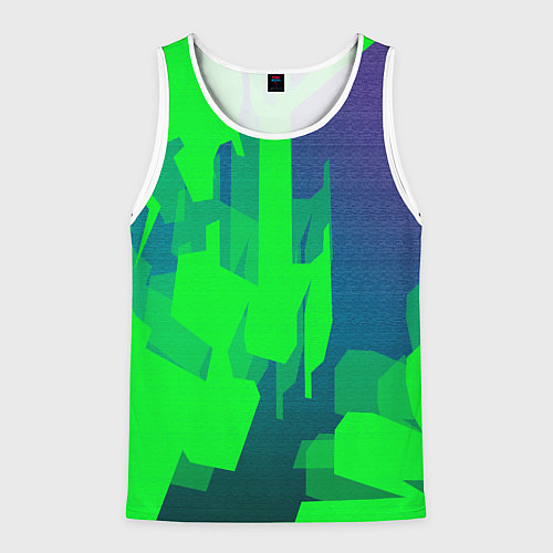 Мужская майка без рукавов Зеленый фиолет / 3D-Белый – фото 1