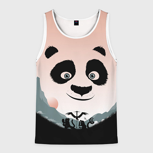 Мужская майка без рукавов Силуэт кунг фу панда / 3D-Белый – фото 1