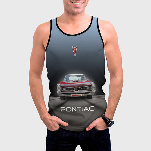 Мужская майка без рукавов Американский масл-кар Pontiac GTO / 3D-Черный – фото 3