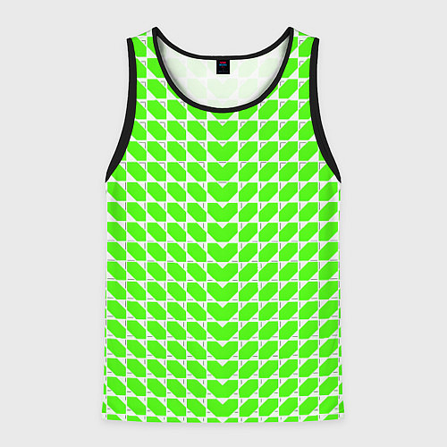 Мужская майка без рукавов Зелёные лепестки шестиугольники / 3D-Черный – фото 1