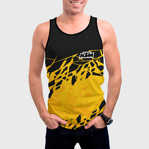 Мужская майка без рукавов KTM - оранжевые разломы / 3D-Черный – фото 3