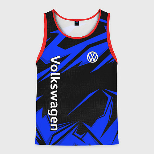 Мужская майка без рукавов Volkswagen - blue stripes / 3D-Красный – фото 1