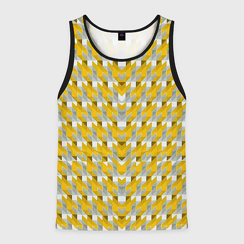 Мужская майка без рукавов Жёлто-белый паттерн / 3D-Черный – фото 1