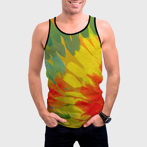 Мужская майка без рукавов Абстракция цветение акрил / 3D-Черный – фото 3