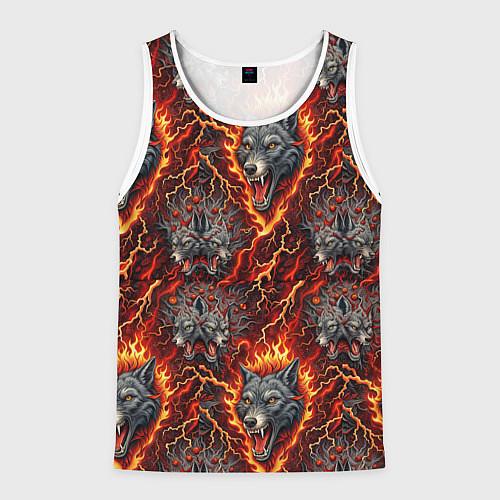 Мужская майка без рукавов Волки эпичный паттерн / 3D-Белый – фото 1