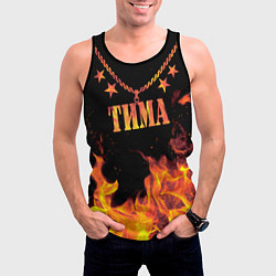 Майка-безрукавка мужская Тима - имя в огне, цвет: 3D-черный — фото 2