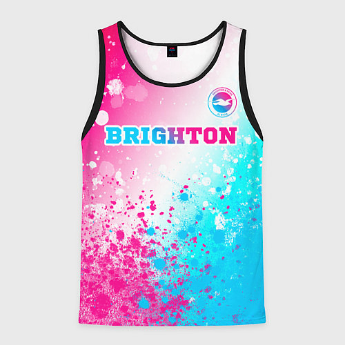 Мужская майка без рукавов Brighton neon gradient style посередине / 3D-Черный – фото 1