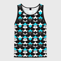 Майка-безрукавка мужская Синий с черным и белым геометрический узор, цвет: 3D-черный