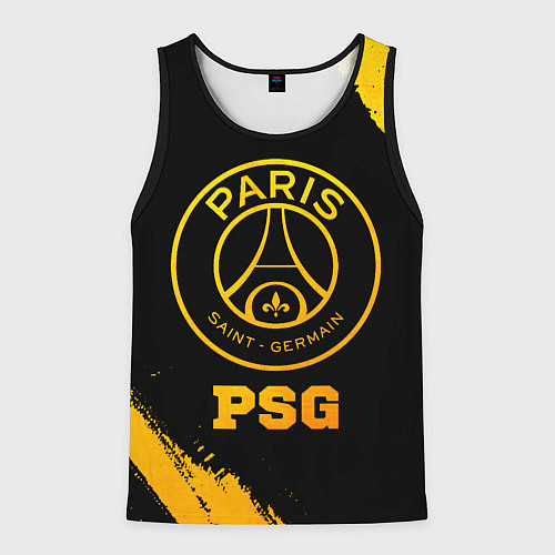 Мужская майка без рукавов PSG - gold gradient / 3D-Черный – фото 1