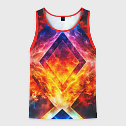 Мужская майка без рукавов Красочный неоновый узор с огнем на фоне