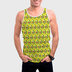 Майка-безрукавка мужская Паттерн с авокадо в разрезе, цвет: 3D-белый — фото 2