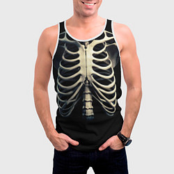 Майка-безрукавка мужская Человеческий скелет на черном фоне, цвет: 3D-белый — фото 2