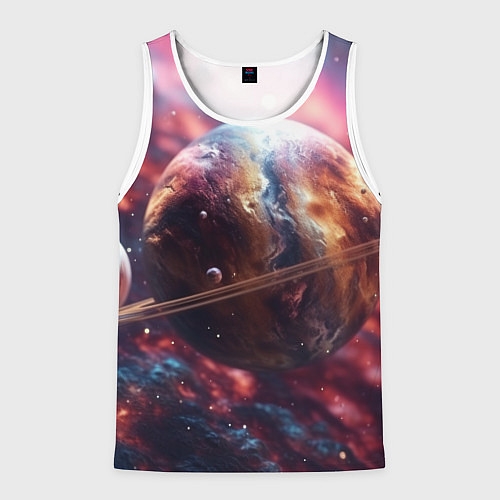 Мужская майка без рукавов Объемный космос и планеты / 3D-Белый – фото 1