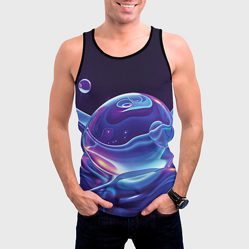 Мужская майка без рукавов Космические мыльные пузыри / 3D-Черный – фото 3