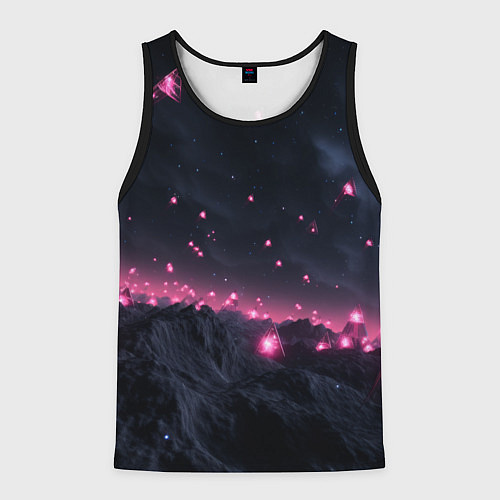 Мужская майка без рукавов Яркие пирамидки в космосе / 3D-Черный – фото 1
