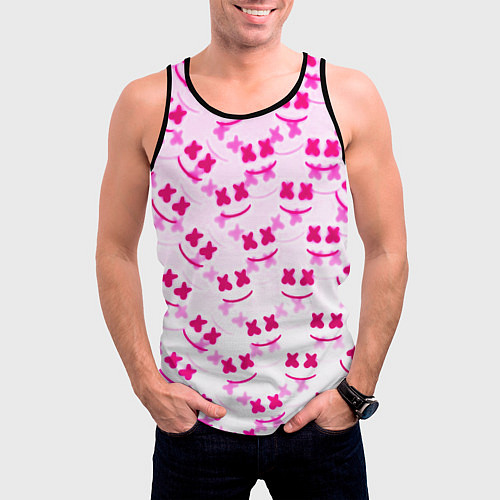 Мужская майка без рукавов Marshmello pink colors / 3D-Черный – фото 3