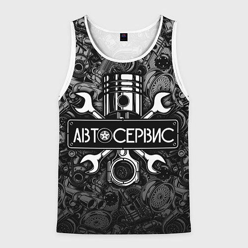 Мужская майка без рукавов Автосервис - автотюнинг / 3D-Белый – фото 1