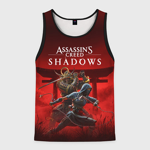 Мужская майка без рукавов Персонажи Assassins creed shadows / 3D-Черный – фото 1