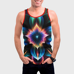 Майка-безрукавка мужская Графические лепестки радужные, цвет: 3D-красный — фото 2