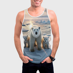 Майка-безрукавка мужская Polar bear with her cubs - ai art, цвет: 3D-белый — фото 2