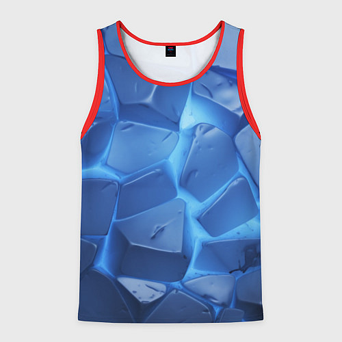 Мужская майка без рукавов Синие ледяные плиты с разломом / 3D-Красный – фото 1