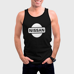 Майка-безрукавка мужская Nissan logo white, цвет: 3D-черный — фото 2