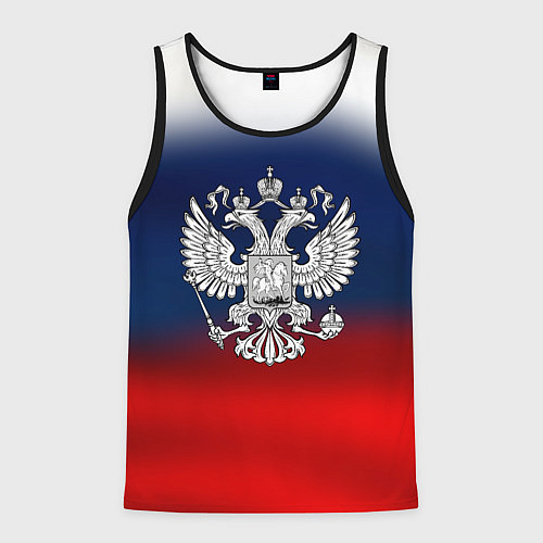 Мужская майка без рукавов Россия герб краски / 3D-Черный – фото 1