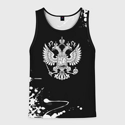 Майка-безрукавка мужская Россия герб краски брызги, цвет: 3D-черный