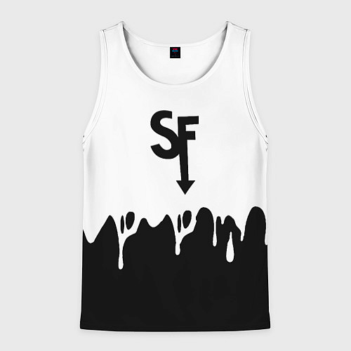 Мужская майка без рукавов Sally face разводы красок блэк / 3D-Белый – фото 1