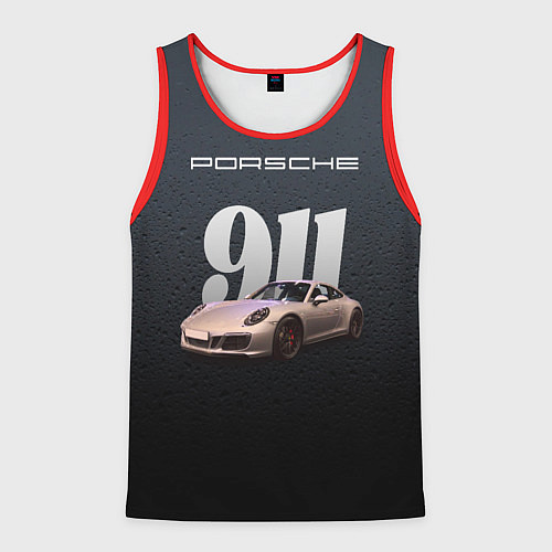 Мужская майка без рукавов Спортивный автомобиль Porsche 911 / 3D-Красный – фото 1
