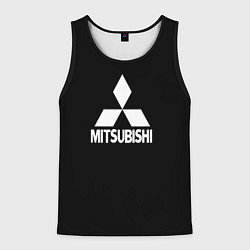 Майка-безрукавка мужская Mitsubishi logo white, цвет: 3D-черный